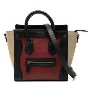 Celine Luggage Nano Shopper Handbag Red Suede